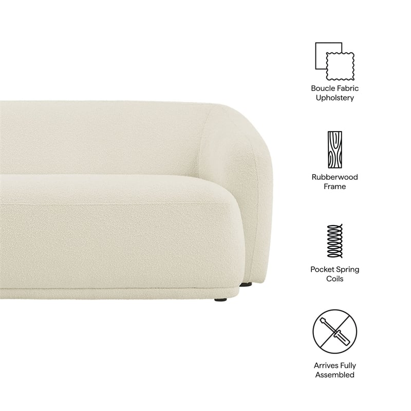 Monica 88 Inch Boucle Fabric Sofa in Cream