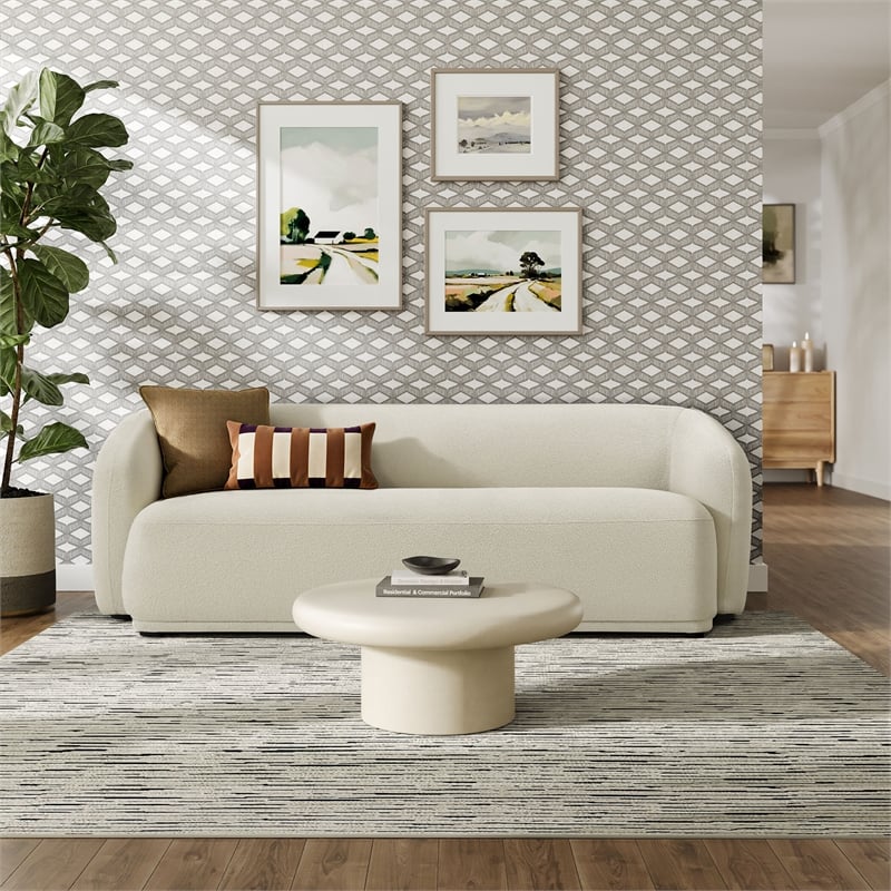 Monica 88 Inch Boucle Fabric Sofa in Cream