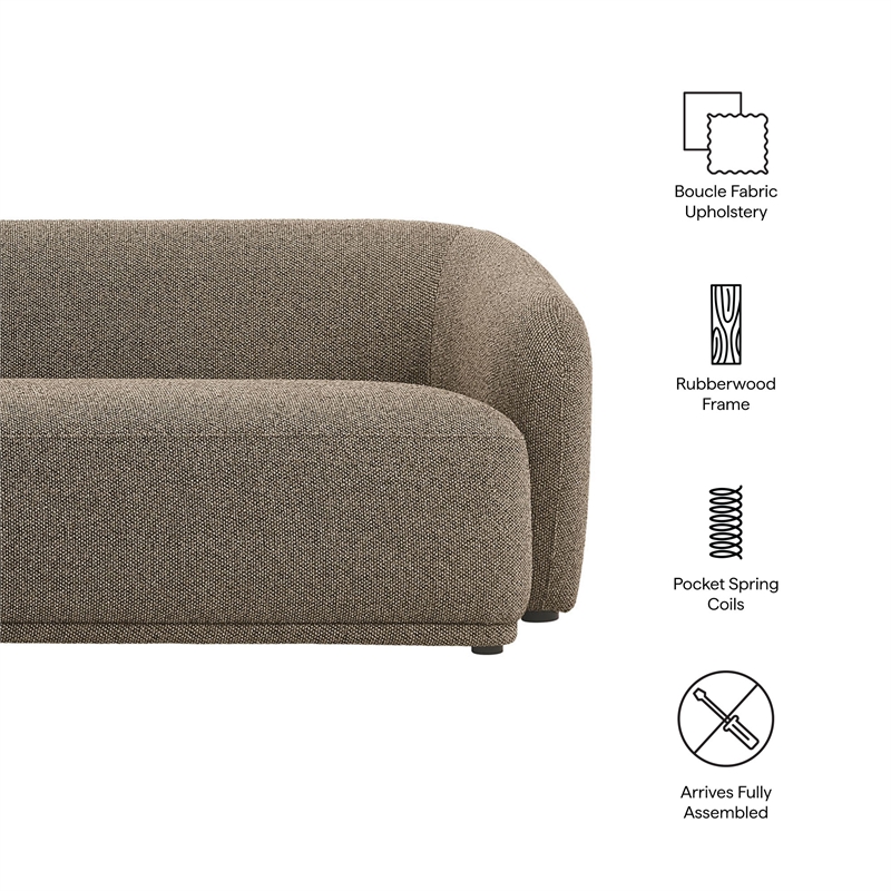Monica 88 Inch Boucle Fabric Sofa in Earth