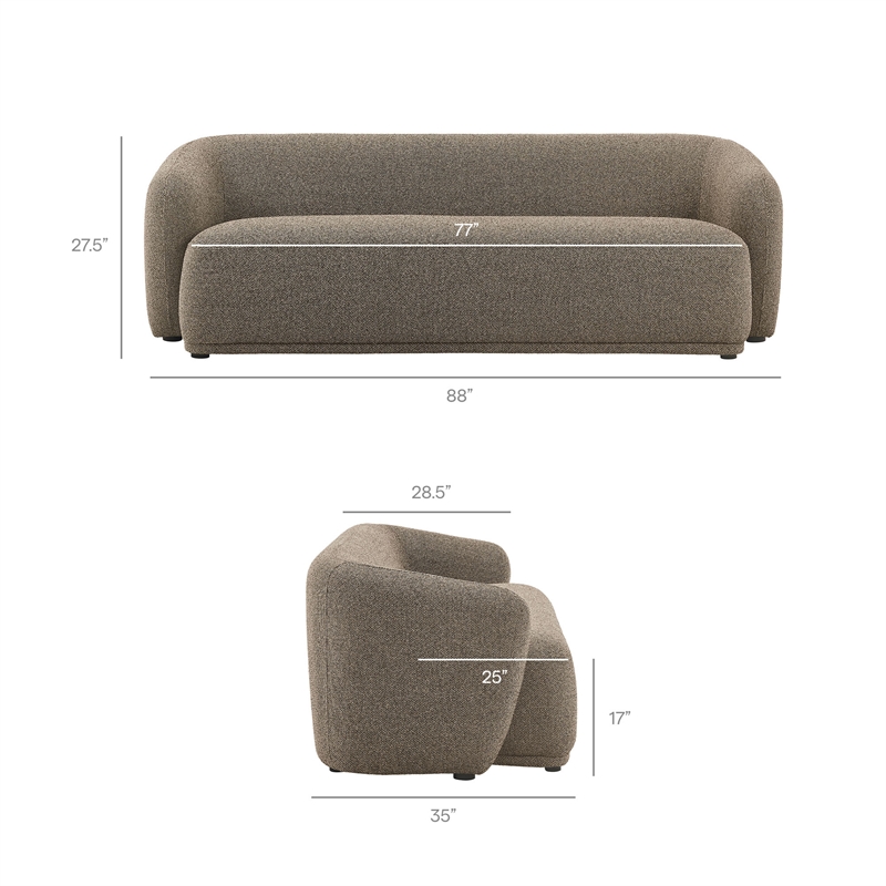 Monica 88 Inch Boucle Fabric Sofa in Earth