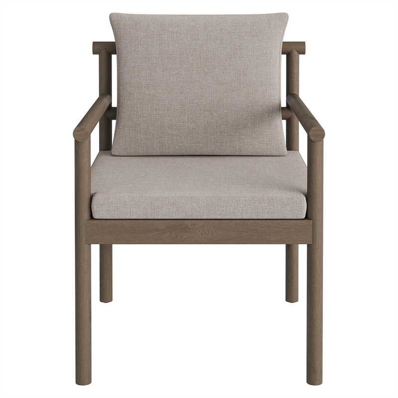 Modway Eleni 7 Piece Outdoor Patio Teak Wood Dining Set in Weathered Gray Pebble