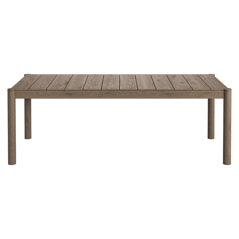 Modway Eleni 7 Piece Outdoor Patio Teak Wood Dining Set in Weathered Gray Pebble