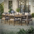 Modway Eleni 7 Piece Outdoor Patio Teak Wood Dining Set in Weathered Gray Pebble
