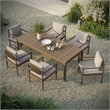 Modway Eleni 7 Piece Outdoor Patio Teak Wood Dining Set in Weathered Gray Pebble