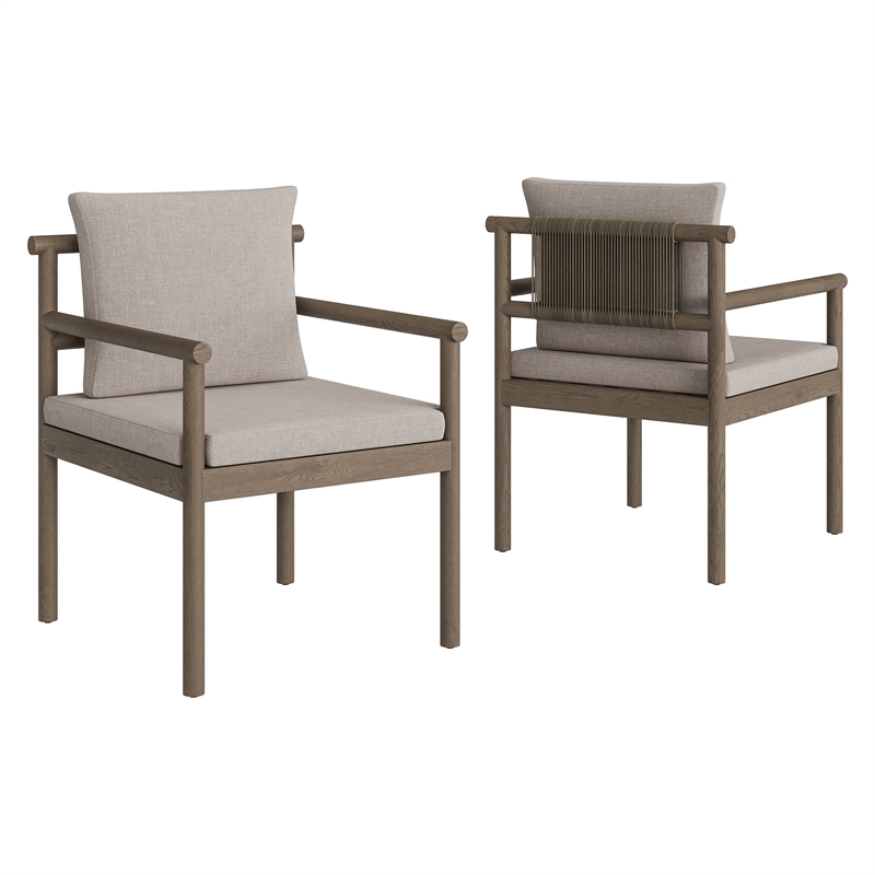 Modway Eleni 7 Piece Outdoor Patio Teak Wood Dining Set in Weathered Gray Pebble