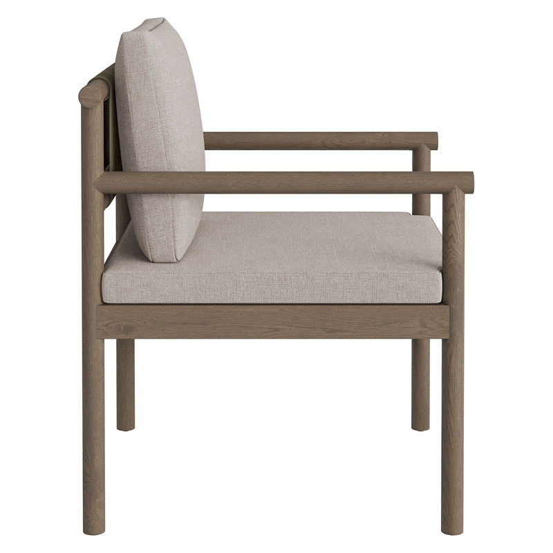 Modway Eleni 7 Piece Outdoor Patio Teak Wood Dining Set in Weathered Gray Pebble