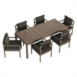 Modway Eleni 7 Piece Outdoor Patio Teak Wood Dining Set in Weathered Gray Flint