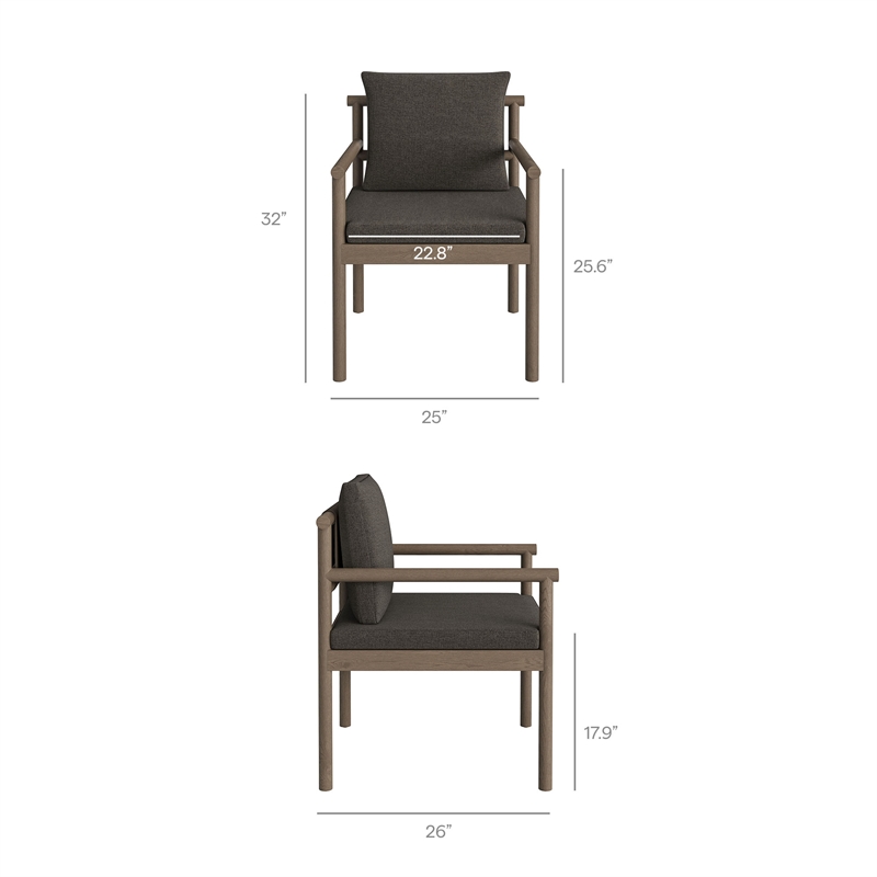 Modway Eleni 7 Piece Outdoor Patio Teak Wood Dining Set in Weathered Gray Flint