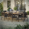 Modway Eleni 7 Piece Outdoor Patio Teak Wood Dining Set in Weathered Gray Flint