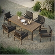 Modway Eleni 7 Piece Outdoor Patio Teak Wood Dining Set in Weathered Gray Flint