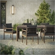 Modway Eleni 7 Piece Outdoor Patio Teak Wood Dining Set in Weathered Gray Flint