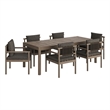 Modway Eleni 7 Piece Outdoor Patio Teak Wood Dining Set in Weathered Gray Flint
