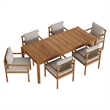 Modway Eleni 7 Piece Outdoor Patio Teak Wood Dining Set in Natural Sail