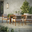 Modway Eleni 7 Piece Outdoor Patio Teak Wood Dining Set in Natural Sail