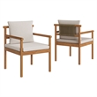 Modway Eleni 7 Piece Outdoor Patio Teak Wood Dining Set in Natural Sail