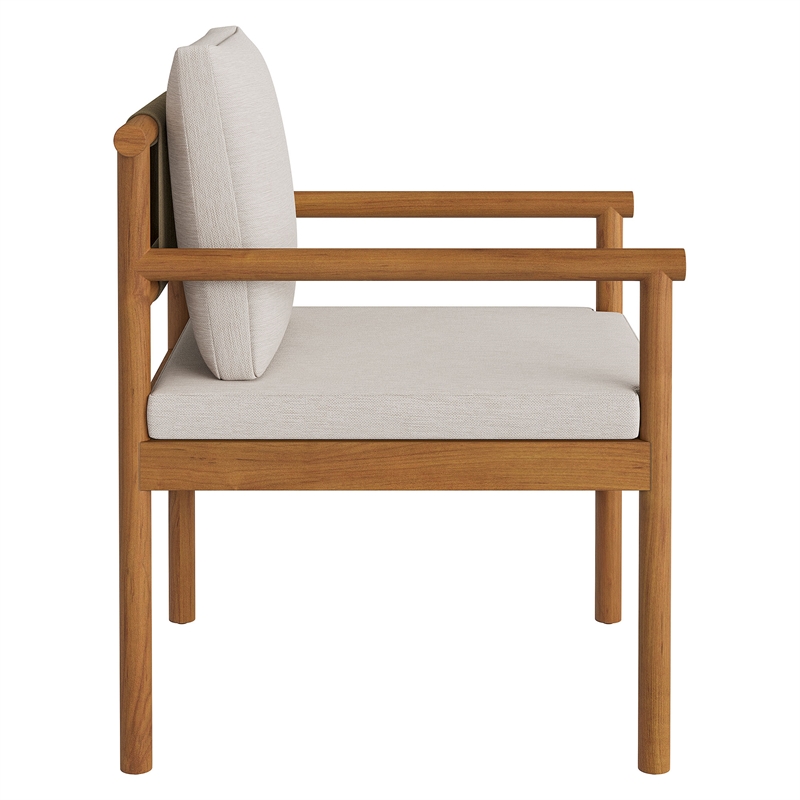 Modway Eleni 7 Piece Outdoor Patio Teak Wood Dining Set in Natural Sail