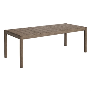 Eleni 89-Inch Outdoor Patio Teak Wood Dining Table in Weathered Gray