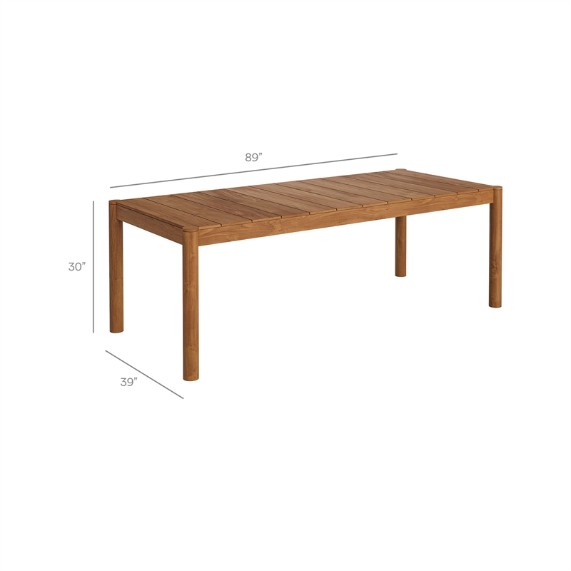 Eleni 89-Inch Outdoor Patio Teak Wood Dining Table in Natural