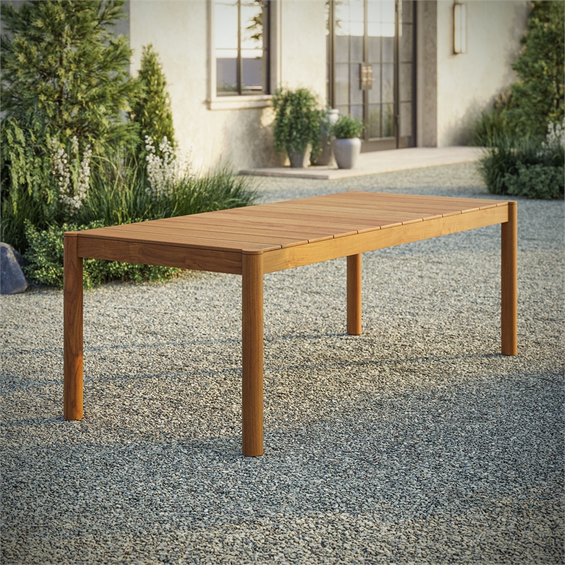 Eleni 89-Inch Outdoor Patio Teak Wood Dining Table in Natural