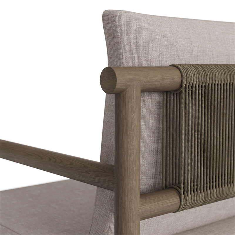 Eleni Outdoor Patio Teak Wood Rope Dining Chair in Weathered Gray Pebble