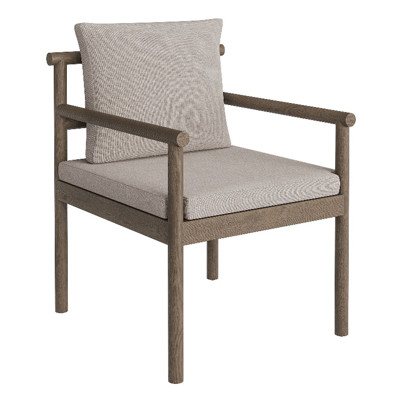 Eleni Outdoor Patio Teak Wood Rope Dining Chair in Weathered Gray Pebble