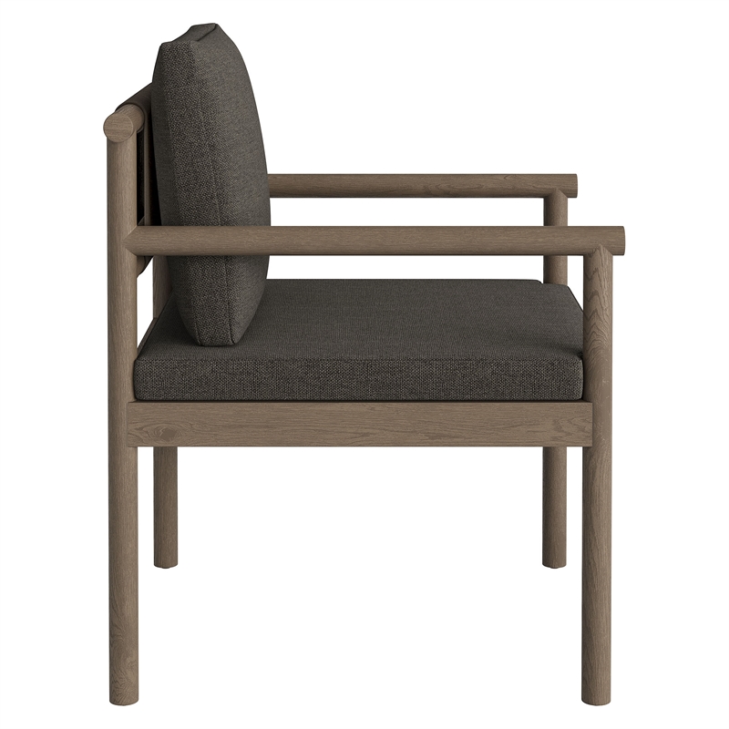 Eleni Outdoor Patio Teak Wood Rope Dining Chair in Weathered Gray Flint