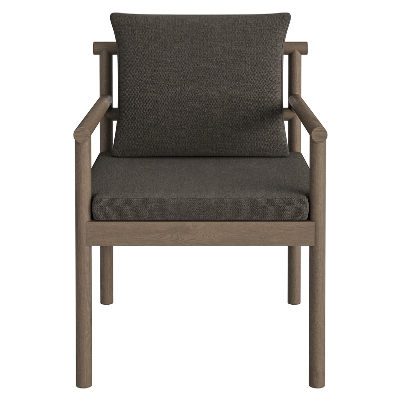 Eleni Outdoor Patio Teak Wood Rope Dining Chair in Weathered Gray Flint