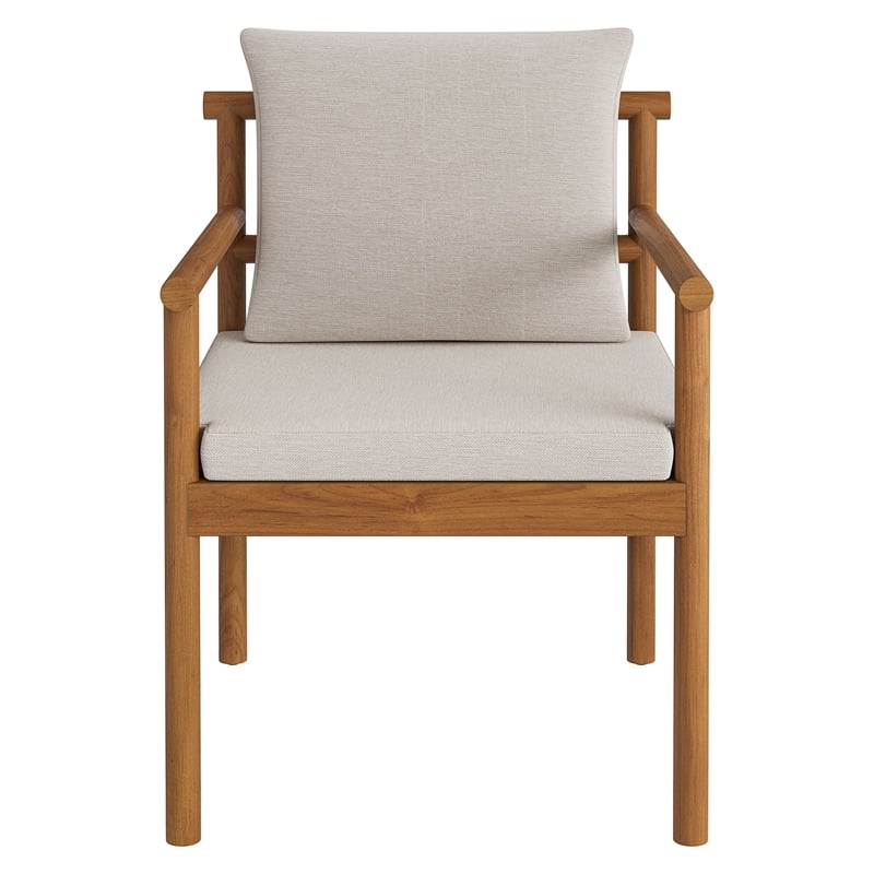 Eleni Outdoor Patio Teak Wood Rope Dining Chair in Natural Sail