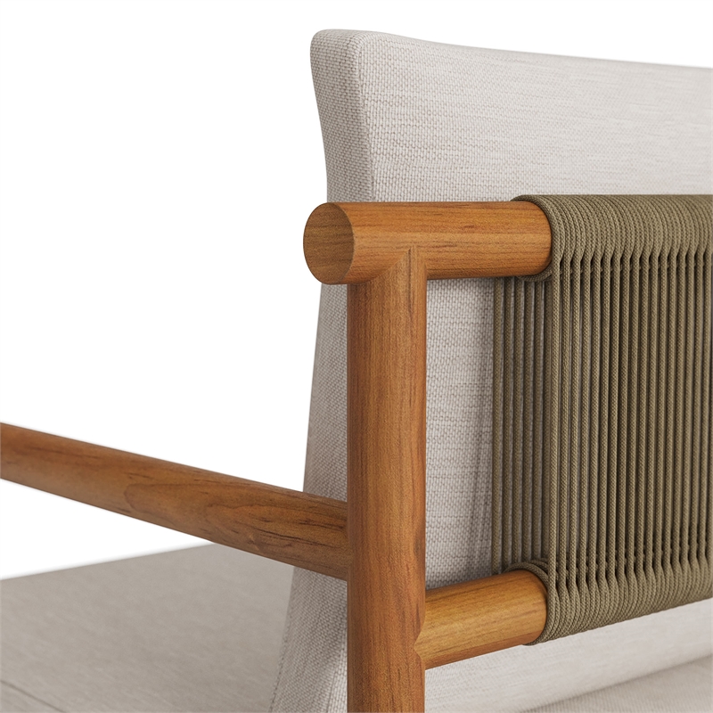 Eleni Outdoor Patio Teak Wood Rope Dining Chair in Natural Sail