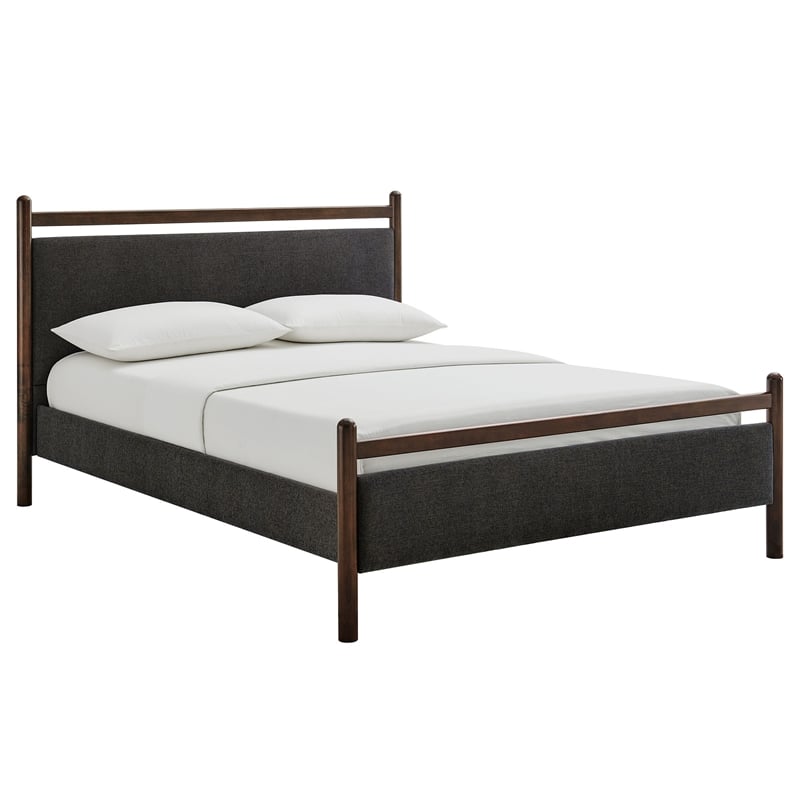 Ginny King Size Platform Bed Frame in Wenge Heathered Dark Gray