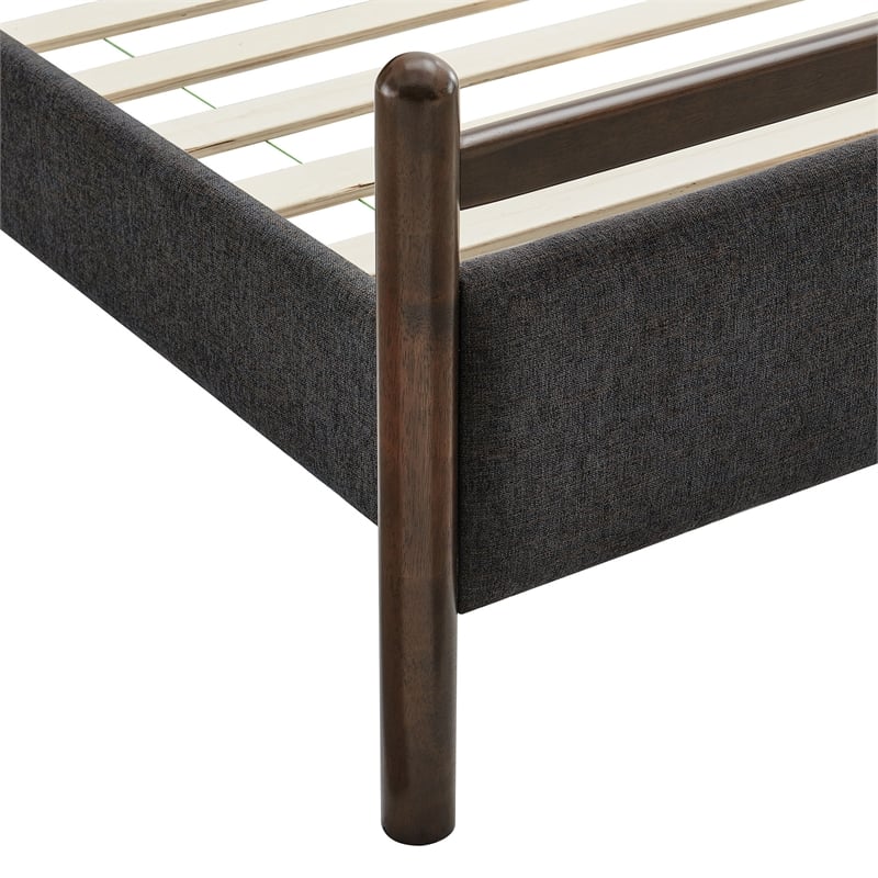 Ginny King Size Platform Bed Frame in Wenge Heathered Dark Gray