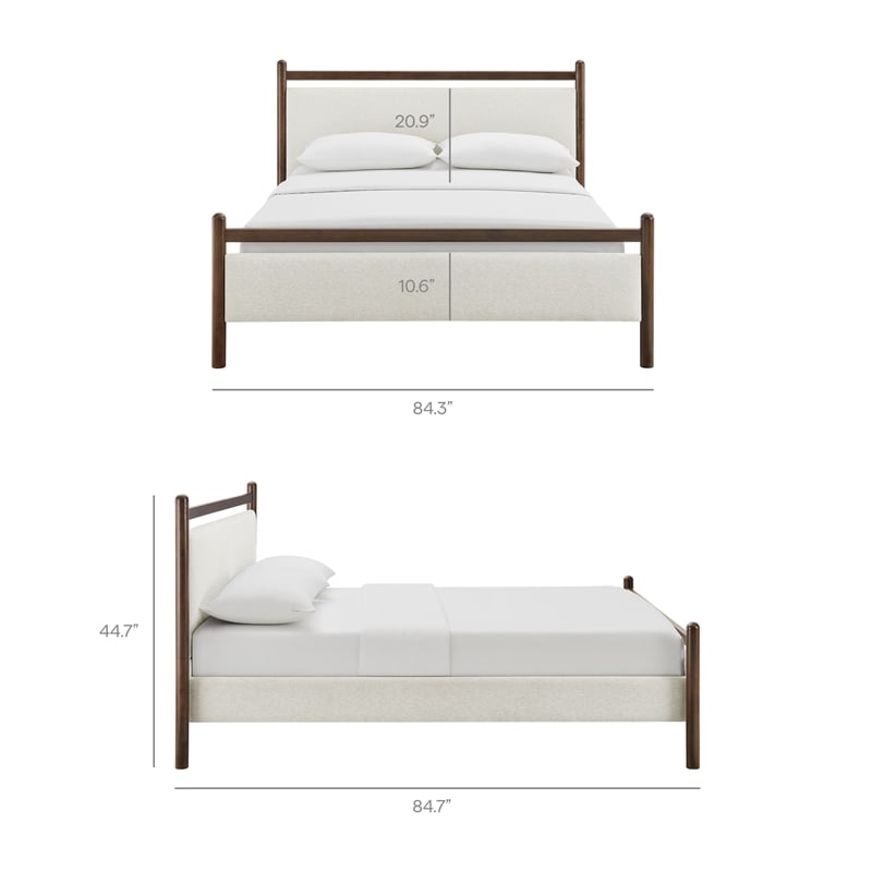 Ginny King Size Platform Bed Frame in Wenge Heathered Ivory