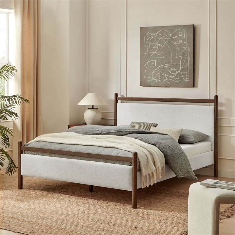 Ginny King Size Platform Bed Frame in Wenge Heathered Ivory