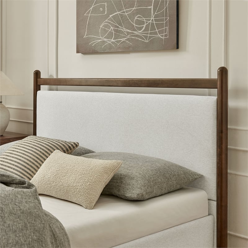 Ginny King Size Platform Bed Frame in Wenge Heathered Ivory