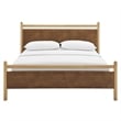 Ginny Full Size Vegan Leather Platform Bed Frame in Light Oak Canyon