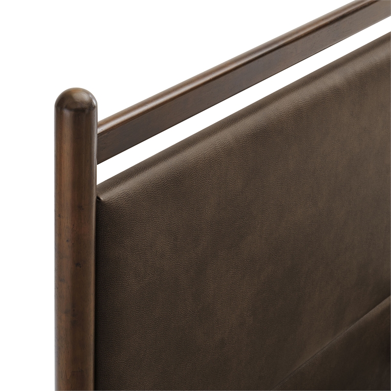 Ginny Full Size Vegan Leather Platform Bed Frame in Wenge Mushroom