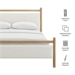 Ginny Queen Size Platform Bed Frame in Light Oak Heathered Ivory