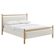 Ginny Queen Size Platform Bed Frame in Light Oak Heathered Ivory