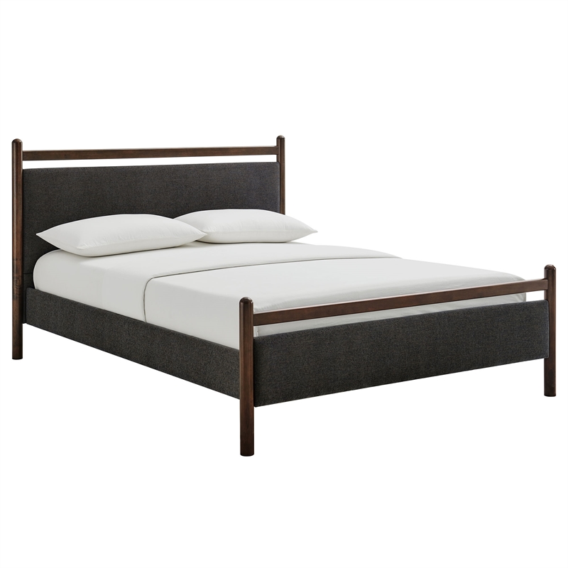 Ginny Queen Size Platform Bed Frame in Wenge Heathered Dark Gray
