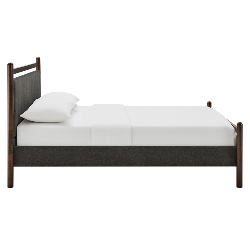Ginny Queen Size Platform Bed Frame in Wenge Heathered Dark Gray