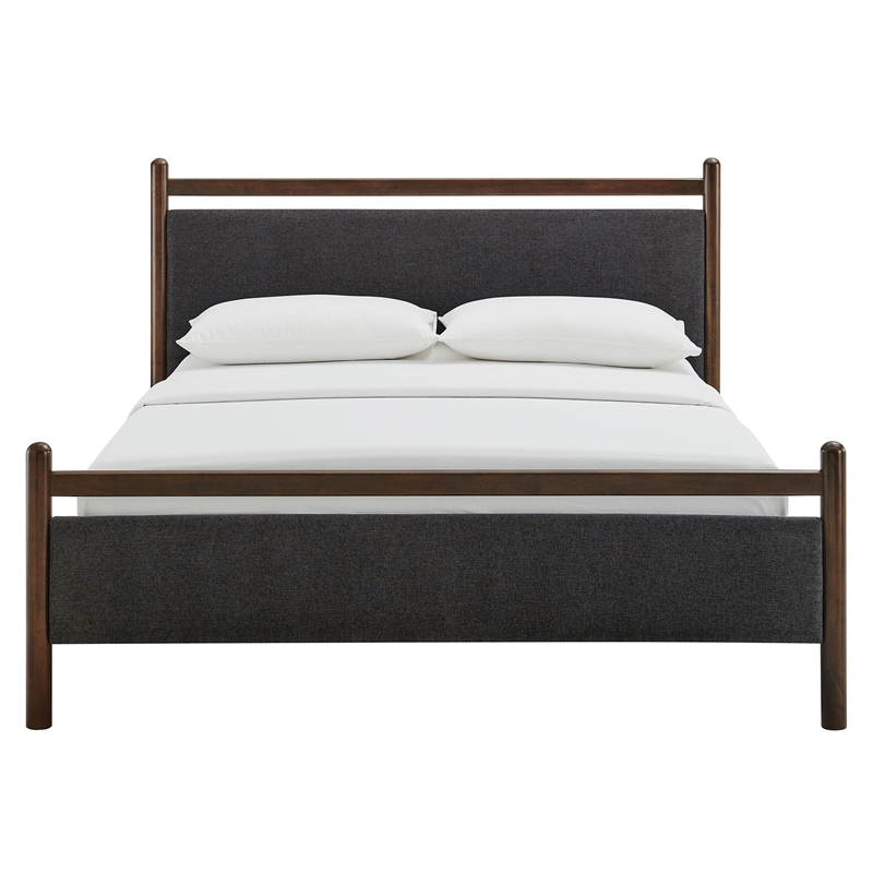 Ginny Queen Size Platform Bed Frame in Wenge Heathered Dark Gray