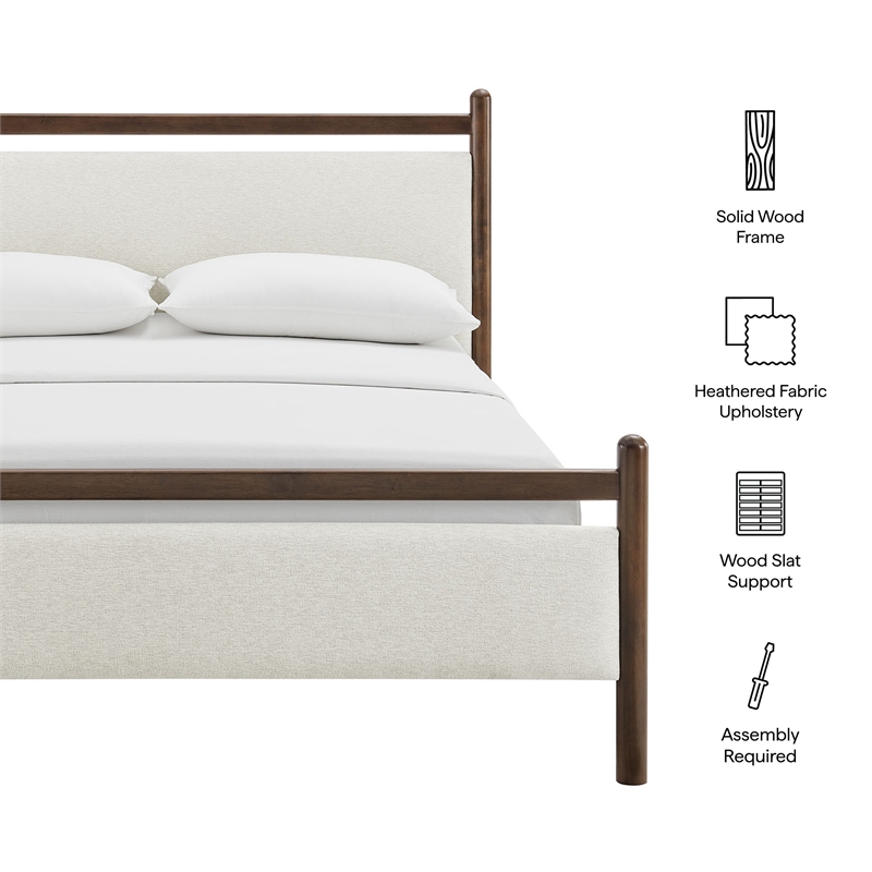 Ginny Queen Size Platform Bed Frame in Wenge Heathered Ivory