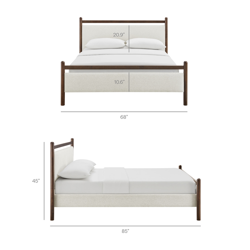 Ginny Queen Size Platform Bed Frame in Wenge Heathered Ivory