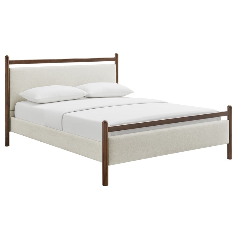Ginny Queen Size Platform Bed Frame in Wenge Heathered Ivory