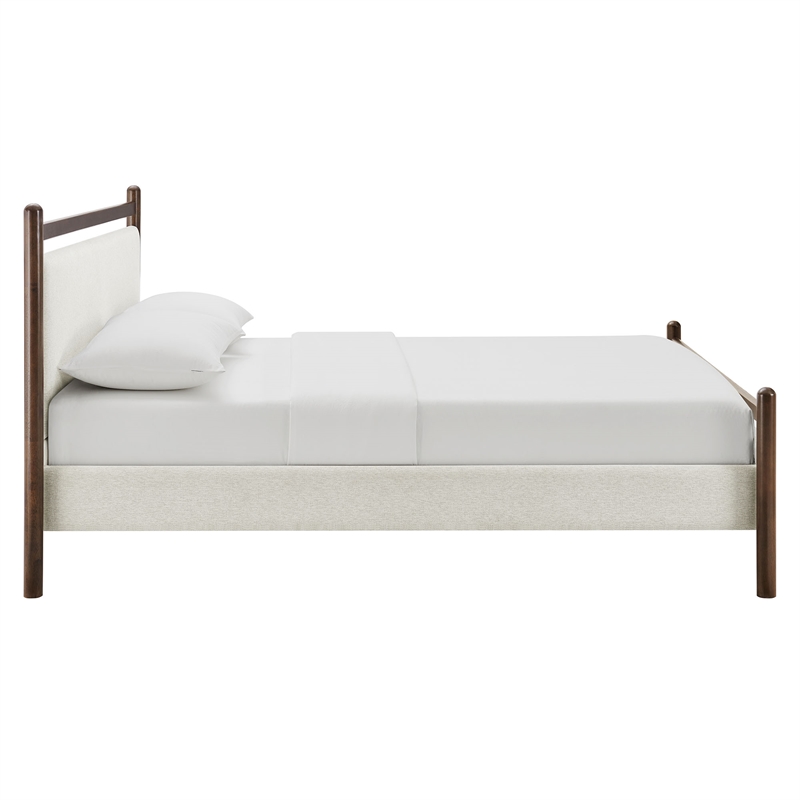 Ginny Queen Size Platform Bed Frame in Wenge Heathered Ivory