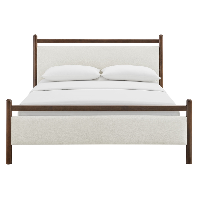 Ginny Queen Size Platform Bed Frame in Wenge Heathered Ivory