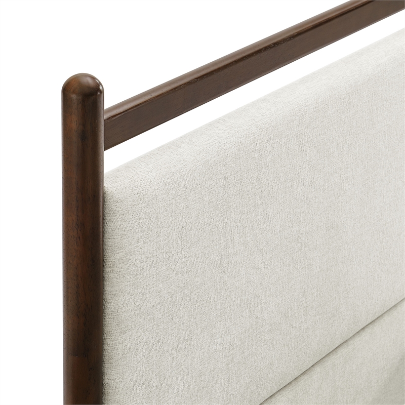 Ginny Queen Size Platform Bed Frame in Wenge Heathered Ivory