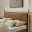 Ginny Queen Size Vegan Leather Platform Bed Frame in Light Oak Canyon
