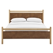 Ginny Queen Size Vegan Leather Platform Bed Frame in Light Oak Canyon