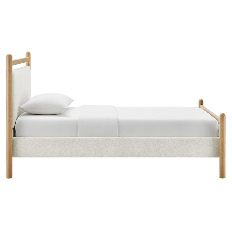 Ginny Twin Size Platform Bed Frame in Light Oak Heathered Ivory